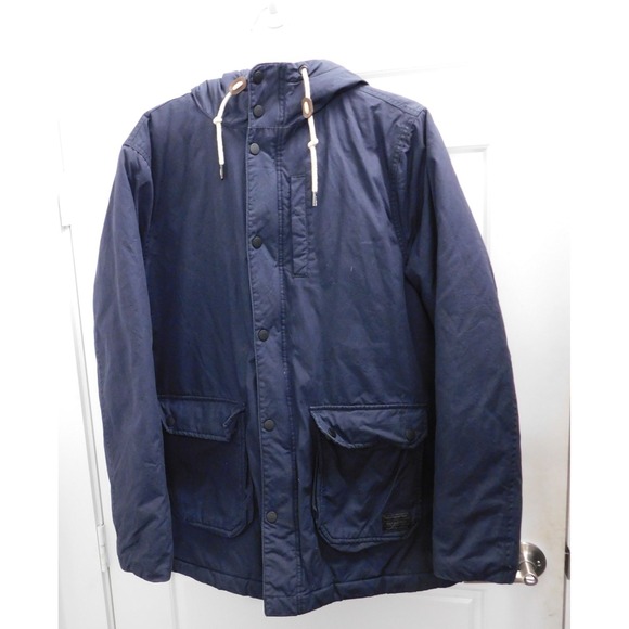 DB Supply No 1 Coat Navy Blue Parka Coat Hoodie sz M - Picture 1 of 5